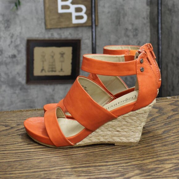 Relativity Womens Strap Zip Lindie Wedges 1673d5998333d9 Coral Orange 6M - Picture 2 of 6